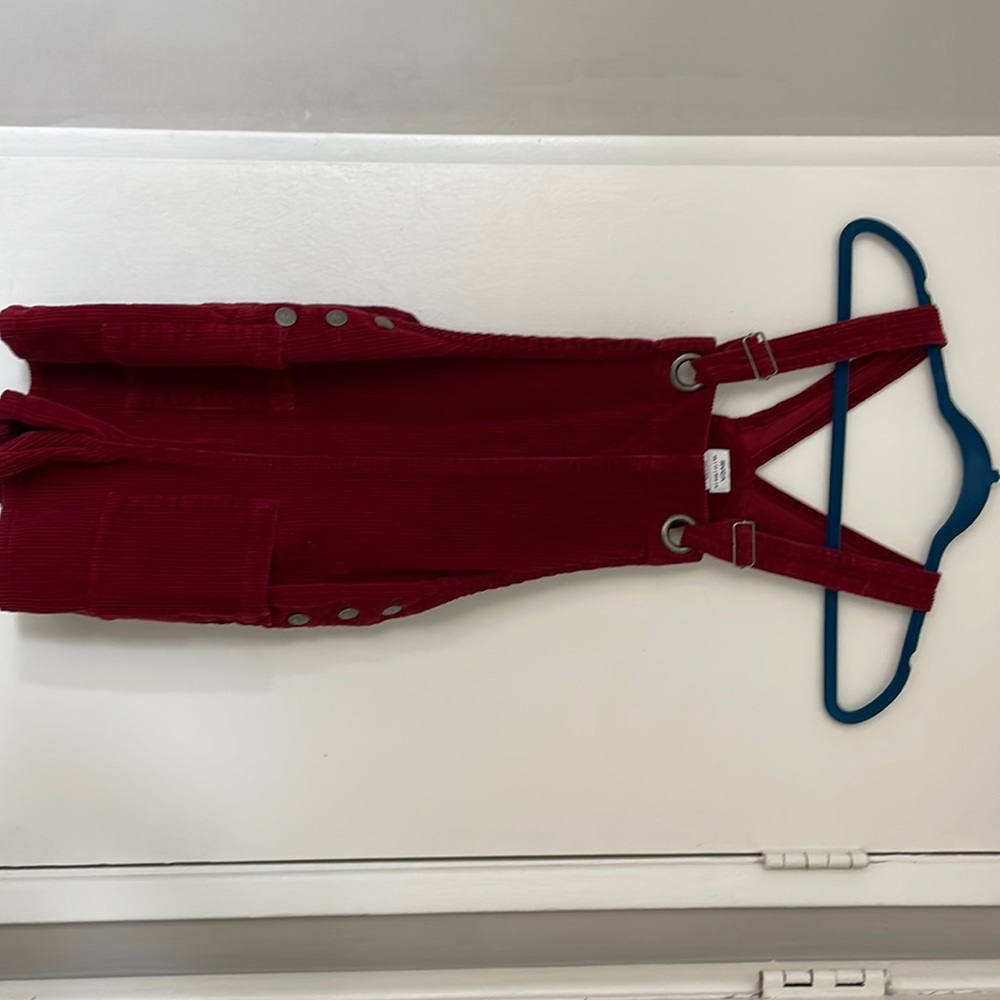 RVCA cherry red corduroy short overall. Size XS